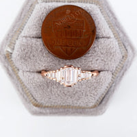 Art Deco Baguette CZ Cluster Engagement Ring Rose Gold