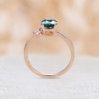 Pear Teal Sapphire Half Halo Engagement Ring Set Rose Gold