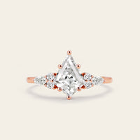 Art Deco Kite Cut Moissanite Engagement Ring Bridal Sets 3pcs