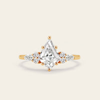 Art Deco Kite Cut Moissanite Engagement Ring Bridal Sets 3pcs