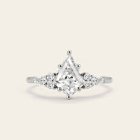 Art Deco Kite Cut Moissanite Engagement Ring Bridal Sets 3pcs