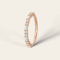 Art Deco Lab Diamond Baguette & Round Wedding Band