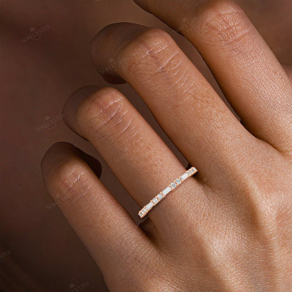 Art Deco Lab Diamond Baguette & Round Wedding Band