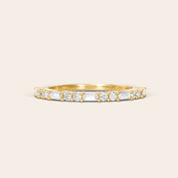 Art Deco Lab Diamond Baguette & Round Wedding Band