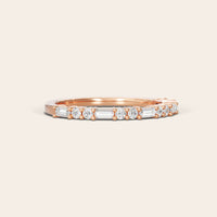 Art Deco Lab Diamond Baguette & Round Wedding Band