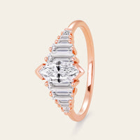 Art Deco Marquise & Baguette Lab Grown Diamond Engagement Ring