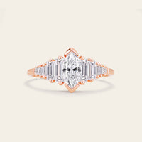 Art Deco Marquise & Baguette Lab Grown Diamond Engagement Ring