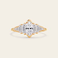 Art Deco Marquise & Baguette Lab Grown Diamond Engagement Ring