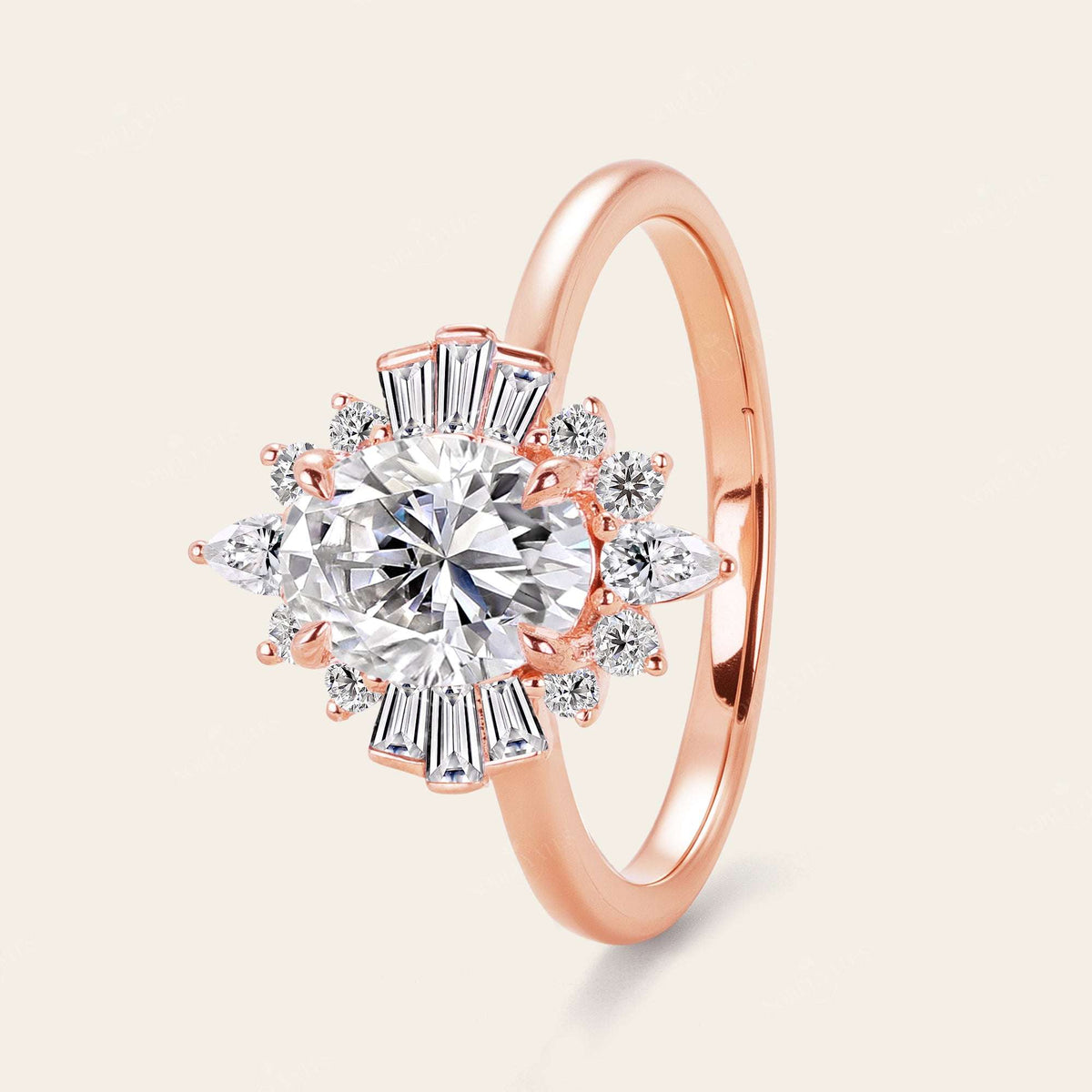 Art Deco Oval IGI Lab Grown Diamond Halo Engagement Ring-Nobel Yates