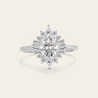 Art Deco Oval IGI Lab Grown Diamond Halo Engagement Ring