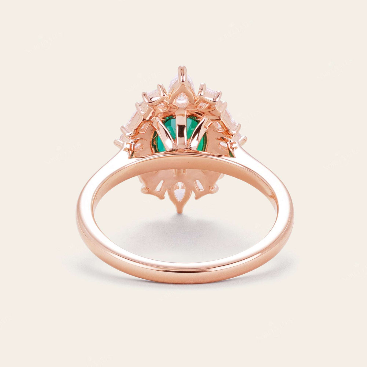 Art Deco Oval Lab Green Sapphire Halo Engagement Ring with Lab Grown Diamond-Nobel Yates