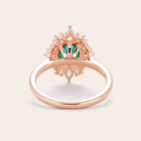 Art Deco Oval Lab Green Sapphire Halo Engagement Ring with Lab Grown Diamond-Nobel Yates