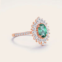 Art Deco Oval Lab Green Sapphire Starburst Engagement Ring-Nobel Yates