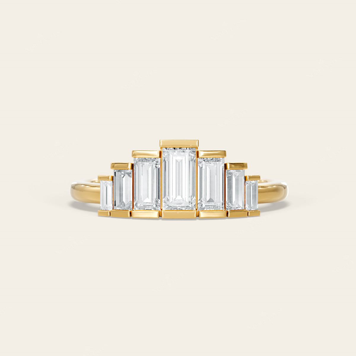 Art Deco Baguette Lab Diamond Engagement Ring