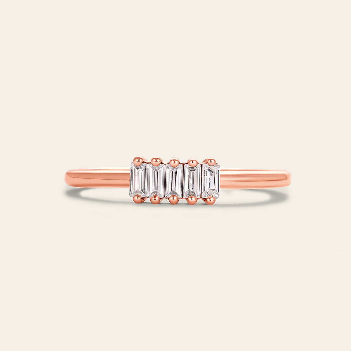 Art Deco Baguette Lab Diamond Wedding Band