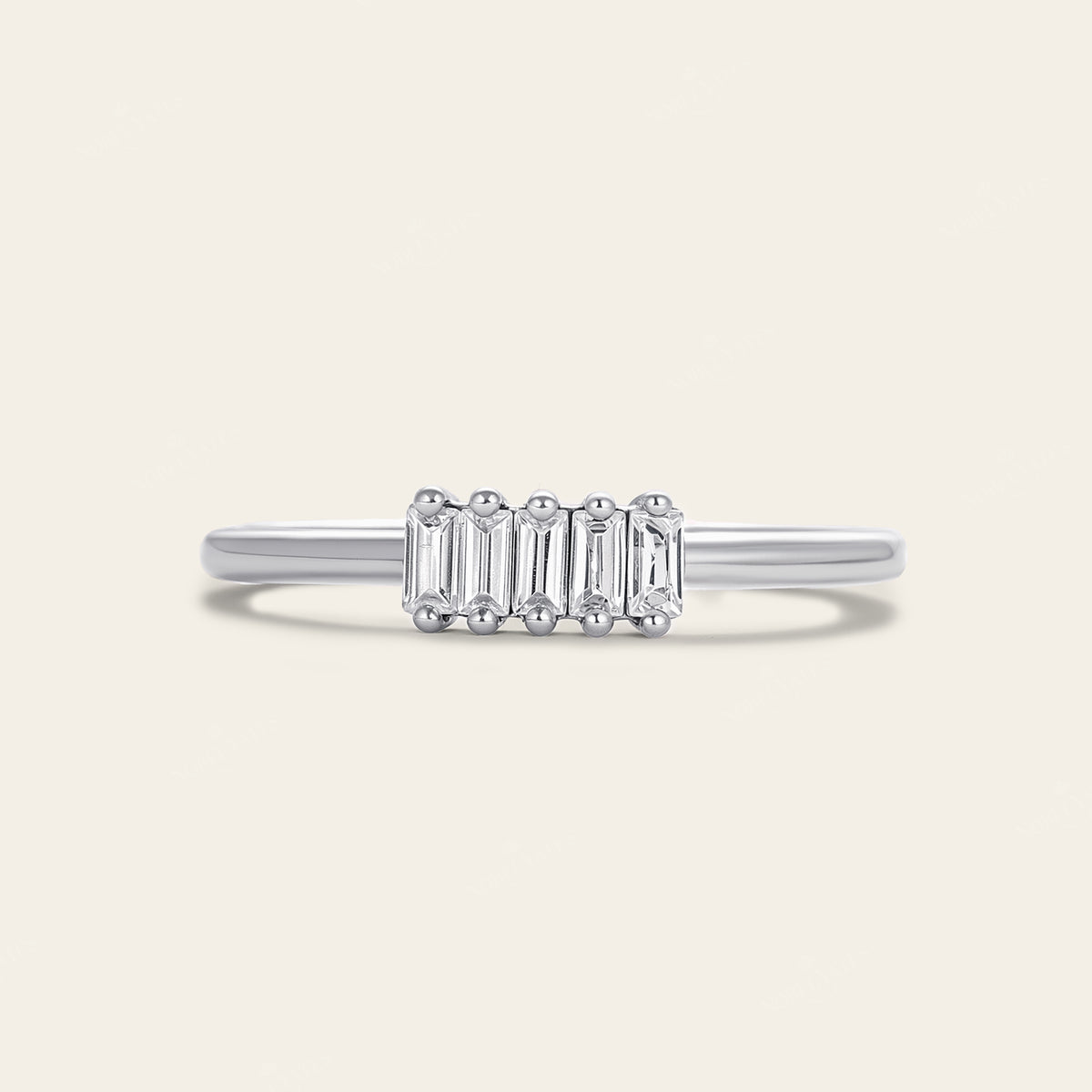 Art Deco Baguette Lab Diamond Wedding Band