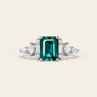 Art Deco Emerald Cut Lab Emerald Engagement Ring