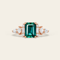 Art Deco Emerald Cut Lab Emerald Engagement Ring