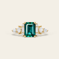 Art Deco Emerald Cut Lab Emerald Engagement Ring