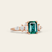 Art Deco Emerald Cut Lab Emerald Engagement Ring