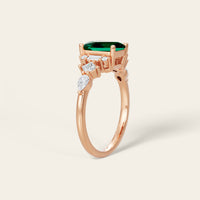 Art Deco Emerald Cut Lab Emerald Engagement Ring