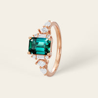 Art Deco Emerald Cut Lab Emerald Engagement Ring