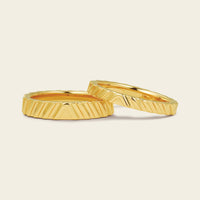 Art Deco Plain Gold 2.8mm & 4.2mm Width Wedding Band Couples