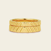 Art Deco Plain Gold 2.8mm & 4.2mm Width Wedding Band Couples