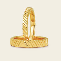 Art Deco Plain Gold 2.8mm & 4.2mm Width Wedding Band Couples