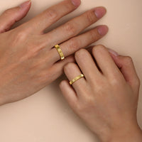 Art Deco Plain Gold 4.95mm Width Wedding Band Couples