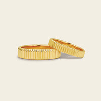 Art Deco Plain Gold 4.95mm Width Wedding Band Couples
