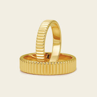 Art Deco Plain Gold 4.95mm Width Wedding Band Couples