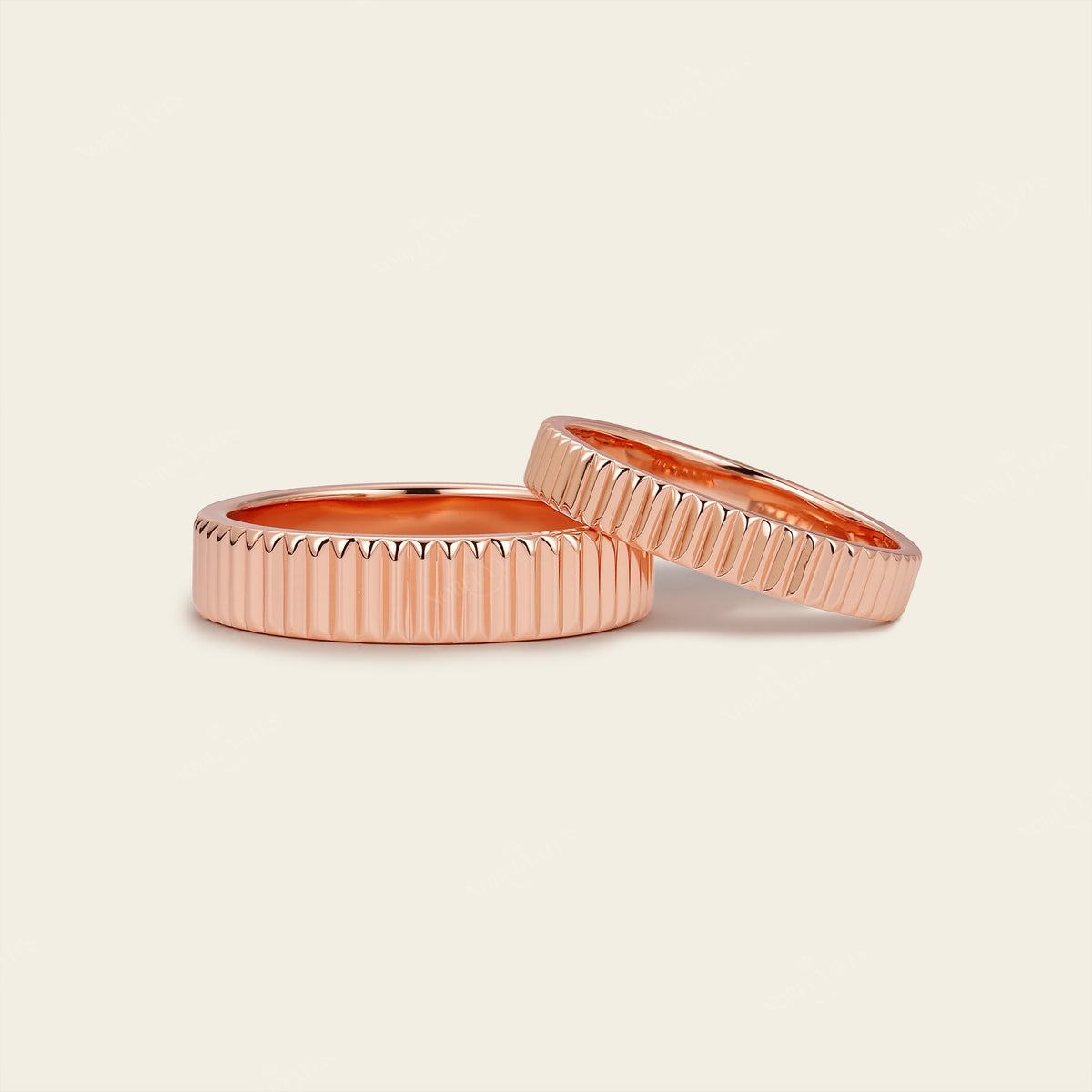 Art Deco Plain Gold 4.95mm Width Wedding Band Couples
