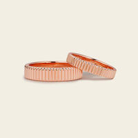 Art Deco Plain Gold 4.95mm Width Wedding Band Couples