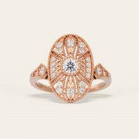Art Deco Round Lab Diamond Engagement Ring