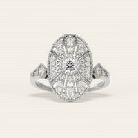 Art Deco Round Lab Diamond Engagement Ring