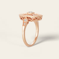 Art Deco Round Lab Diamond Engagement Ring