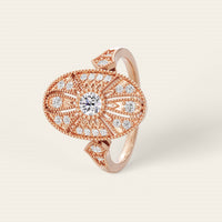Art Deco Round Lab Diamond Engagement Ring