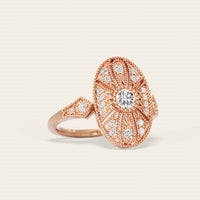 Art Deco Round Lab Diamond Engagement Ring