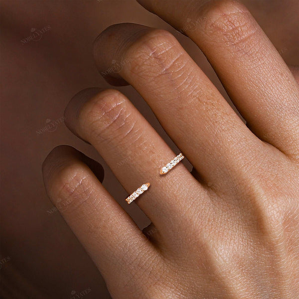 Art Deco Round Lab Diamond Open Wedding Band