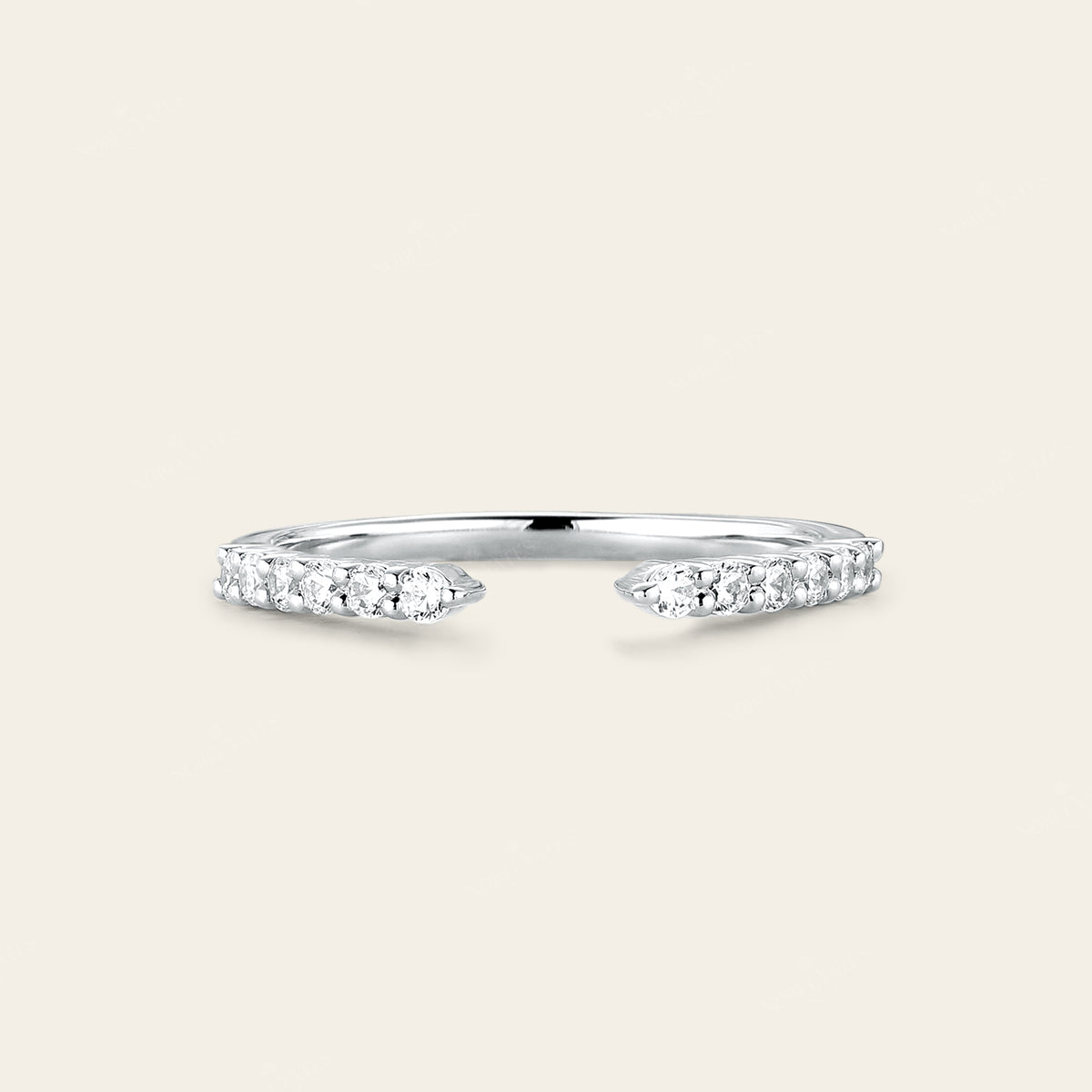 Art Deco Round Lab Diamond Open Wedding Band