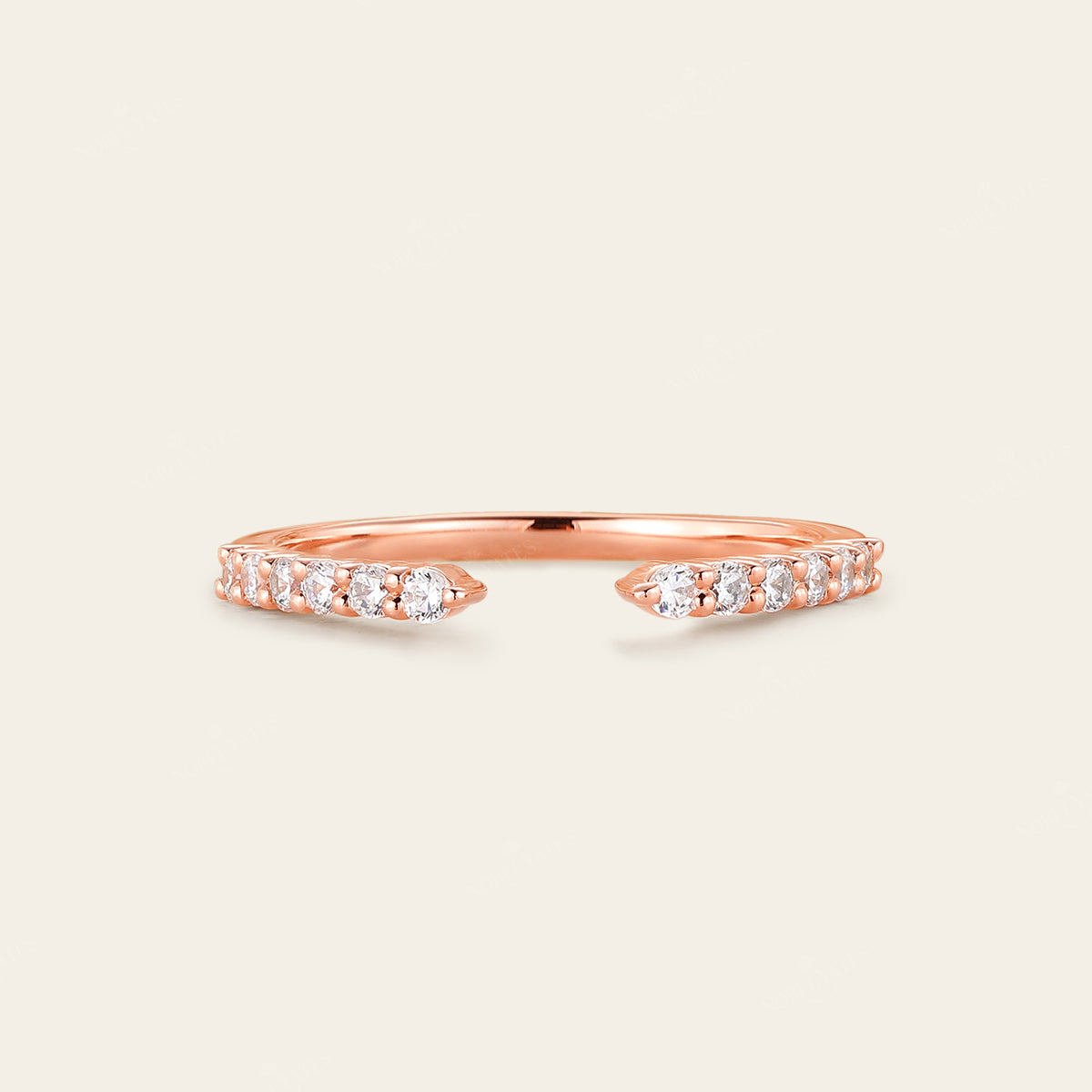 Art Deco Round Lab Diamond Open Wedding Band