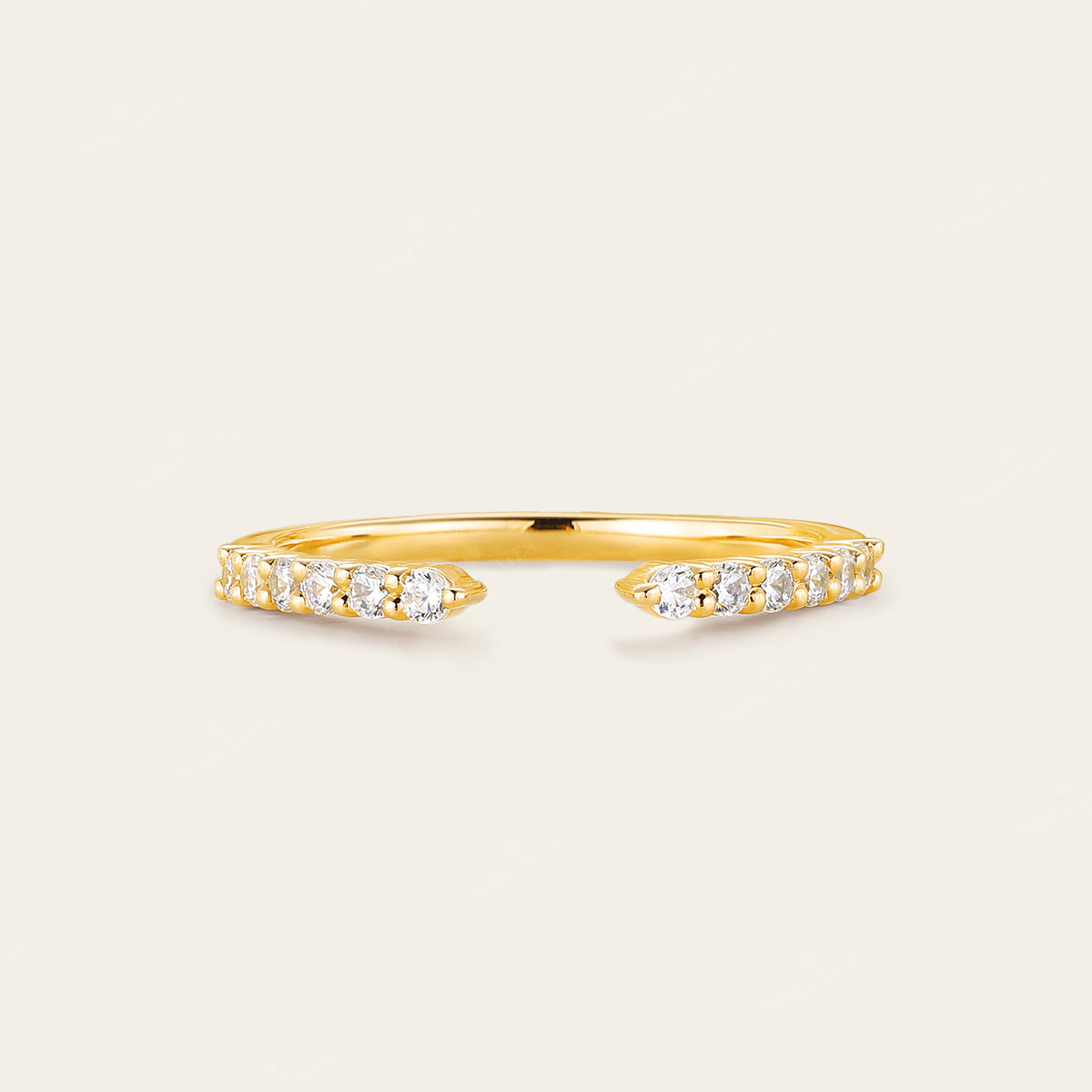 Art Deco Round Lab Diamond Open Wedding Band