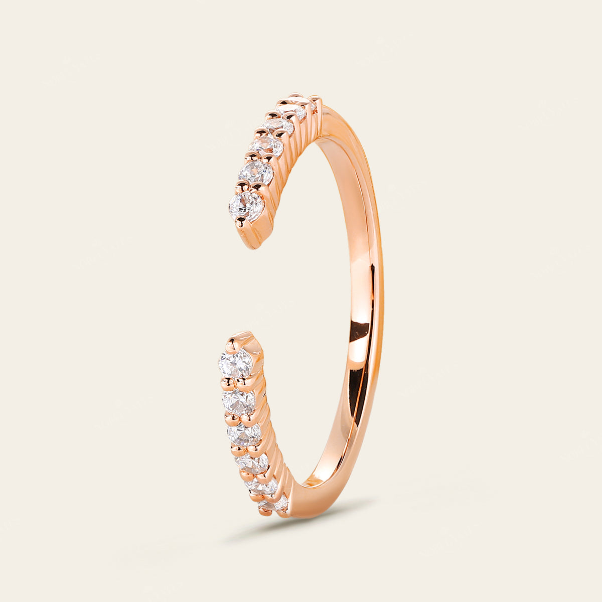Art Deco Round Lab Diamond Open Wedding Band
