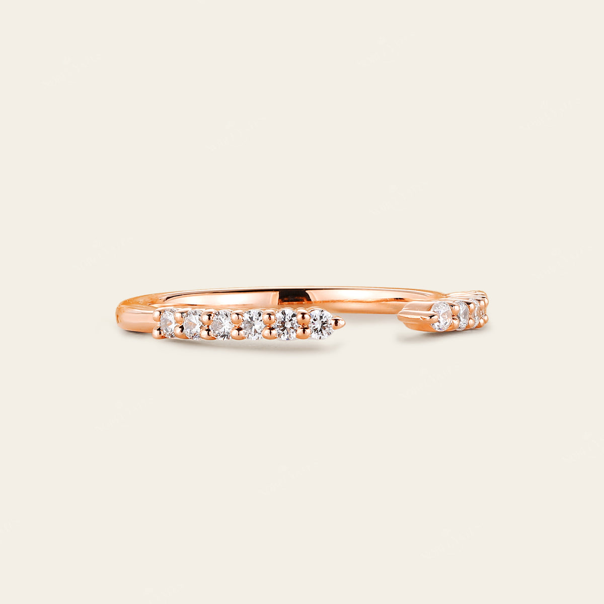 Art Deco Round Lab Diamond Open Wedding Band