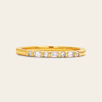 Art Deco Round & Baguette Lab Diamond Wedding Band