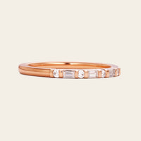Art Deco Round & Baguette Lab Diamond Wedding Band