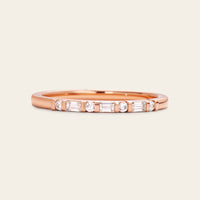 Art Deco Round & Baguette Lab Diamond Wedding Band