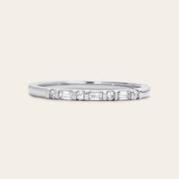 Art Deco Round & Baguette Lab Diamond Wedding Band