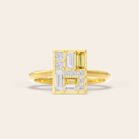 Baguette & Princess Cut Citrine Lab Diamond Engagement Ring